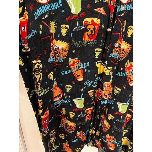 Big Dogs Black Dog Drink Menu Short Sleeve Rayon Button Down Shirt sz XL EUC - Picture 5 of 7